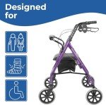 Lightweight Aluminum Four-Wheel Rollator in Purple