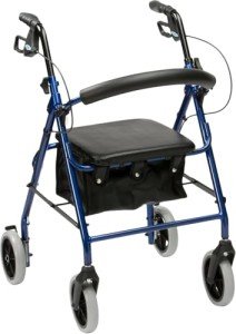 Drive Blue Folding 4-Wheel Walker with Seat