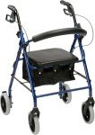 Drive Blue Folding 4-Wheel Walker with Seat