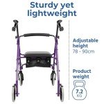 Days Lightweight Folding Four-Wheel Walker with Seat
