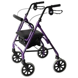 Lightweight Aluminum Four-Wheel Rollator in Purple