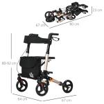 HOMCOM Folding 4-Wheel Walker with Seat and Bag