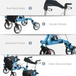 Lightweight 4-Wheel Rollator Walker with Seat, Blue