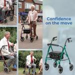 Lightweight Folding Four Wheel Rollator with Seat