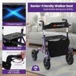 COSTWAY Foldable Rollator with Adjustable Height and Seat