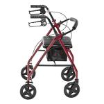 Drive Medical Foldable Rollator Walker with Seat, Red