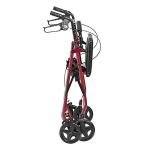 Drive Medical Foldable Rollator Walker with Seat, Red