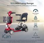 iCAN X-02 Portable Mobility Scooter with Removable Battery
