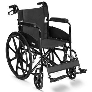 Portable Folding Wheelchair with Adjustable Footrests