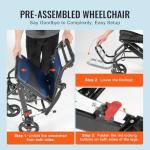 VEVOR Ultra-Lightweight Foldable Transport Wheelchair for Adults