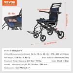 VEVOR Ultra-Lightweight Foldable Transport Wheelchair for Adults