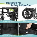 Portable Folding Wheelchair with Adjustable Footrests