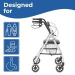 Lightweight Folding 4-Wheel Rollator Walker with Seat