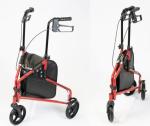 3-Wheel Steel Rollator Walker with Bag - Red