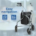 Tri-Wheel Folding Walker with Adjustable Height