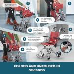 Mobiclinic Neptuno Folding Travel Wheelchair – Red Plaid