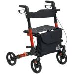 HOMCOM Folding 4-Wheel Rollator with Seat - Red