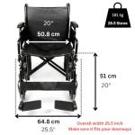 U-GO Atlas Heavy Duty Foldable Wheelchair, 20" Seat