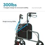 HEAO Foldable 3-Wheel Walker with Storage Bag