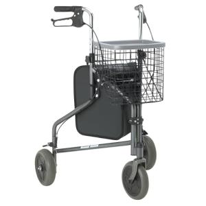 Folding Three-Wheel Rollator Walker with Accessories