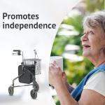 Folding Three-Wheel Rollator Walker with Accessories