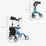 Lightweight 4-Wheel Rollator Walker with Seat, Blue