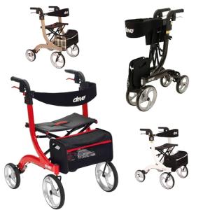 Nitro Rollator Lightweight 4-Wheel Folding Mobility Aid