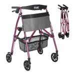 Lightweight Folding 4-Wheel Rollator with Seat