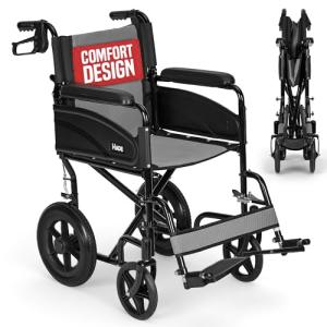 Lightweight Folding Wheelchair with Adjustable Footrests