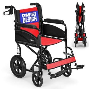 Lightweight Folding Wheelchair with Adjustable Footrests