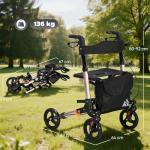 HOMCOM Folding 4-Wheel Walker with Seat and Bag