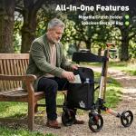 HOMCOM Folding 4-Wheel Walker with Seat and Bag