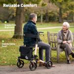 HOMCOM Folding 4-Wheel Walker with Seat and Bag