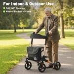 HOMCOM Folding 4-Wheel Walker with Seat and Bag