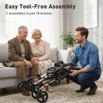 HOMCOM Folding 4-Wheel Walker with Seat and Bag