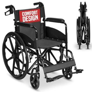 Lightweight Travel-Friendly Folding Wheelchair - 18" Seat