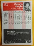 1985 Fleer George Wright Texas Rangers Baseball Card