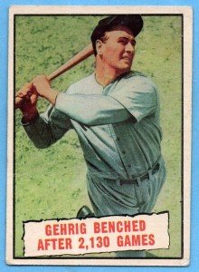 1961 Topps Lou Gehrig Yankees Hall of Fame Card