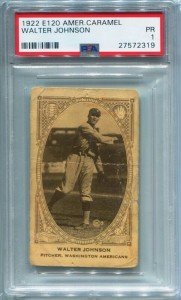 1922 E120 Walter Johnson HOF Sports Card