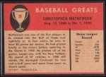 1961 Fleer Christy Mathewson Baseball Card