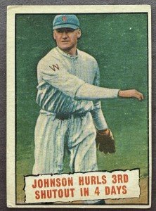 1961 Topps Baseball Thrills Walter Johnson Card