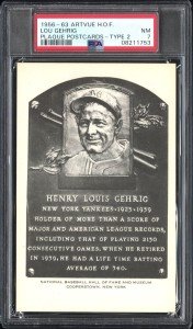 Lou Gehrig 1956-63 Artvue Hall of Fame Card
