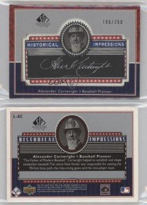 2003 SP Legendary Cuts Alexander Cartwright HOF Card