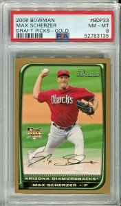 Max Scherzer 2008 Bowman Draft Gold Rookie Card