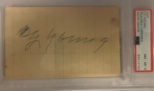 Cy Young Autographed Card PSA 8 - Red Sox