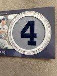 Lou Gehrig 2012 Topps Retired Number Patch Card