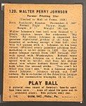 1940 Play Ball Walter Johnson "Big Train" Card