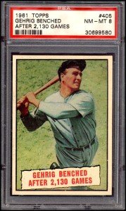 1961 Topps Lou Gehrig #405 PSA 8 Card
