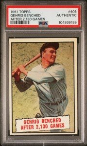 1961 Topps Lou Gehrig 405 Card - PSA Authentic