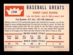 1960 Fleer Lou Gehrig #28 Sports Card
